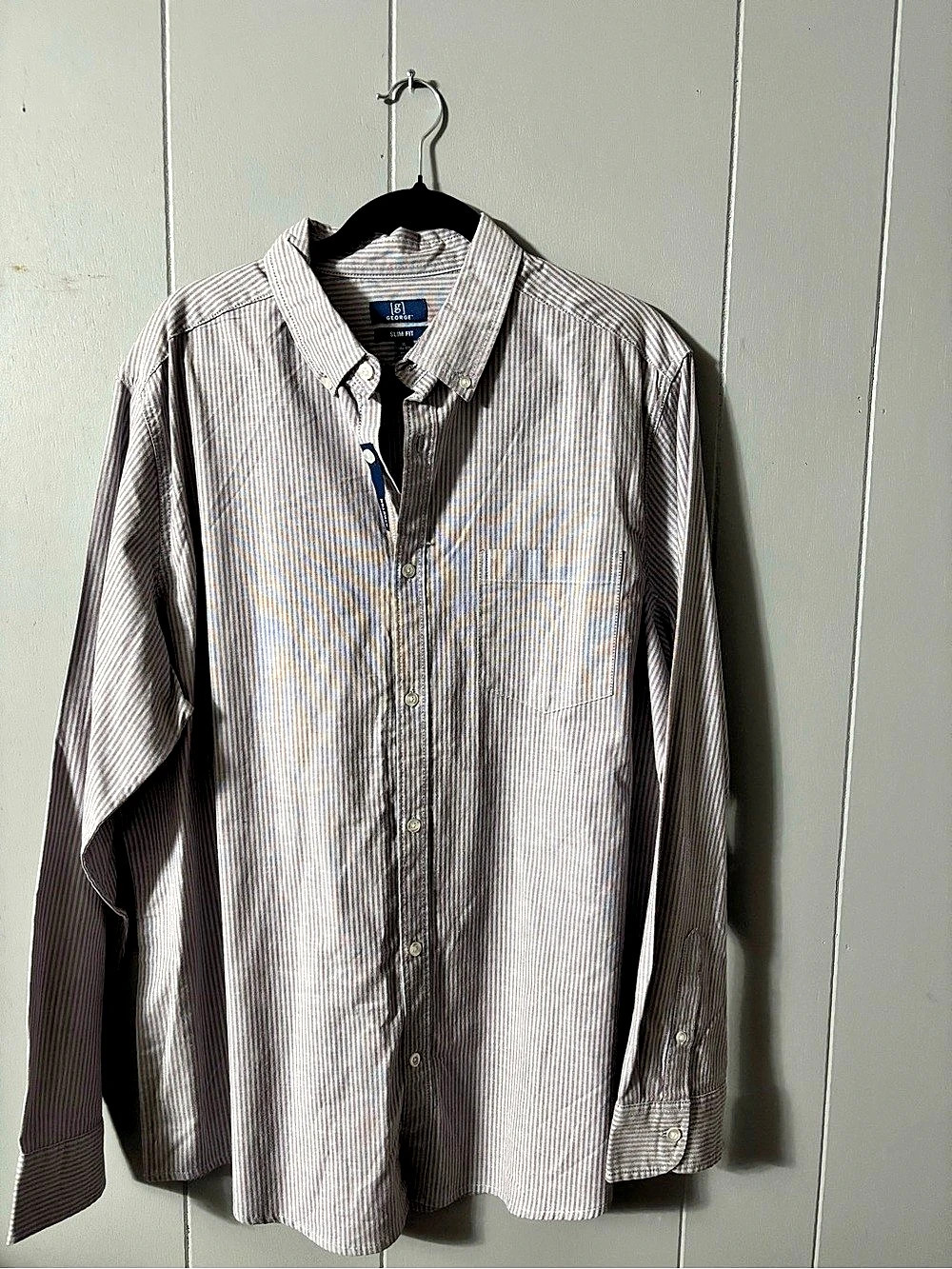 George Striped Casual Button Down Shirt XL NWT